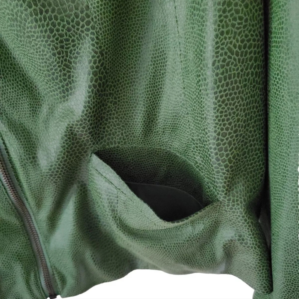 JM Collection Jacket Womens SZ 12 (Large) Green Faux Snakeskin Lightweight Zip - Picture 10 of 11